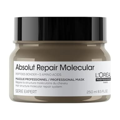 L'Oréal Professionnel Paris Absolut Repair Molecular Hair Mask - Repairs Damage & Restores Strength For Extremely Dry Damaged Hair, Extra Detangling & Hydration, Peptides Bonder - Image 1