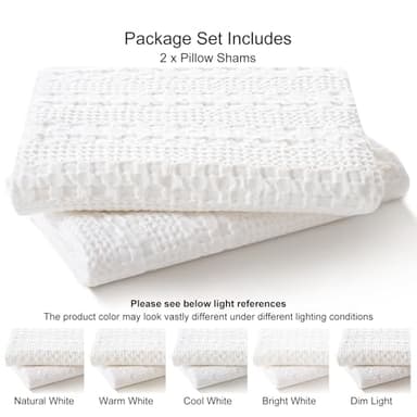 PHF 100% Cotton Waffle Weave Euro Sham Covers, 2 Pack 26" x 26" Bed Pillow Covers for Elegant Home Decor, No Filling, Luxury Aesthetic Soft Euro Pillow Cases for Bed, White - Image 5