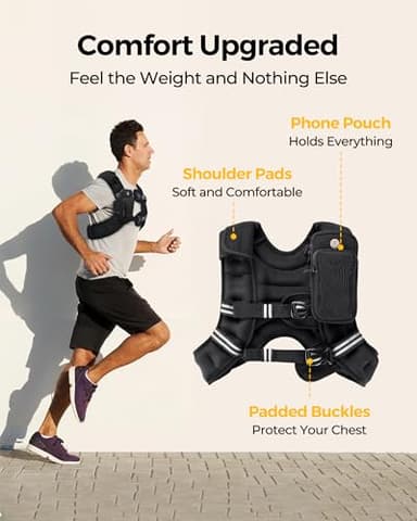 PACEARTH Weighted Vest,4lb/6lb/10lb/12lb/16lb/20lb/25lb/30lb Weight Vest with Reflective Stripe, Body Weight Vests Adjustable for Men, Women Workout, Strength Training, Running, Walking, Jogging - Image 3