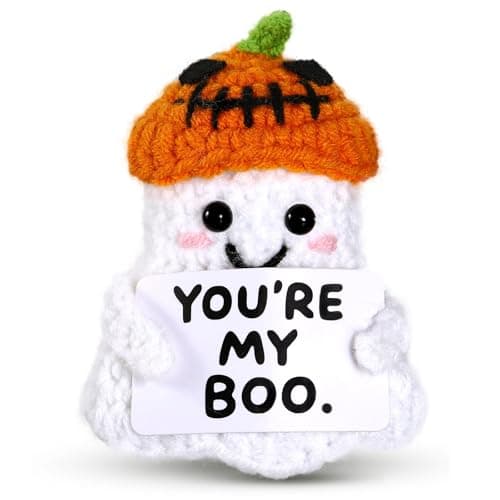 Halloween Boo Basket Stuffers for Women Him Her, Anniversary Birthday Gifts for Boyfriend Girlfriend Husband Wife, You Are My Boo Handmade Positive Crochet Ghost, Romantic I Love You Gift for Couple - Image 1