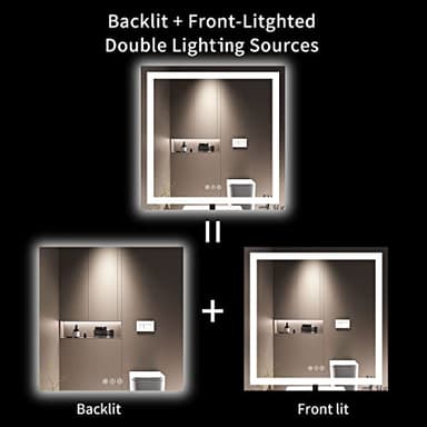 LOAAO 36X36 LED Bathroom Mirror with Lights, Anti-Fog, Dimmable, Backlit + Front Lit, Lighted Bathroom Vanity Mirror for Wall, Memory Function, Tempered Glass, Safe to Use, ETL Listed - Image 5
