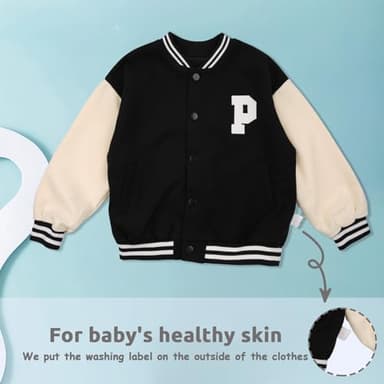 Jobakids Kid Girls' Varsity School Baseball Outerwear Jacket, Girls Bomber Jacket Casual Coat with Pockets for 6T - Image 3