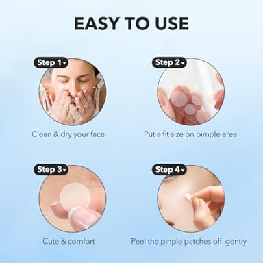 Pimple Patches for Face, Hydrocolloid Acne Patches, Cute Round Shape Zit Covers, Spot Stickers with Tea Tree, Salicylic Acid & Cica Oil| 2 Sizes (9mm, 12mm) |288 Count - Image 7