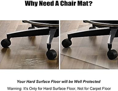 Office Chair Mat for Hard Wood Floors, 36 x 48 inches Clear Floor Mat for for Rolling Chairs, Heavy Duty Wood/Tile Floor Protectors for Home Office, Anti-Slip, Easy to Clean - Image 3