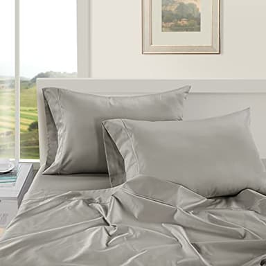LANE LINEN 100% Egyptian Cotton Bed Sheets sábanas Queen, Soft & Comfy Luxury Hotel Like Thick Bedding Sheets & Pillowcase Set, Machine Wash Cooling 16'' Queen Deep Pocket Sheet Set-Silver - Image 3