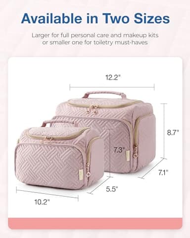 BAGSMART Travel Toiletry Bag, Large Wide-open Makeup Cosmetic Travel Bag for Toiletries with Handle, Pink-L - Image 5