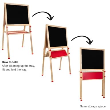 Adjustable Wooden Easel for Kids, Foldable Standing Art Easel for 3, 4, 5, 6, 7, 8 Years Old with Accessories, Drawing Painting Gifts for Boys & Girls Toddlers, Great Presents for Birthday - Image 5