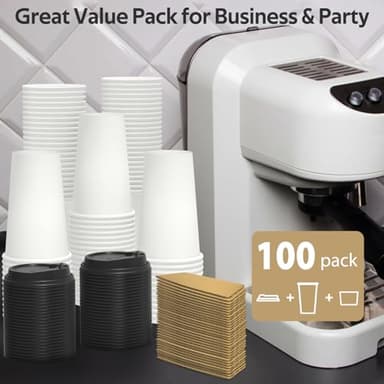 Dealusy 100 Pack 16 oz Disposable Coffee Cups with Lids and Sleeves, Sturdy Thick Paper & Leak-free Insulated to Go Paper Hot Coffee Cups for Hot & Cold Beverage - Image 6