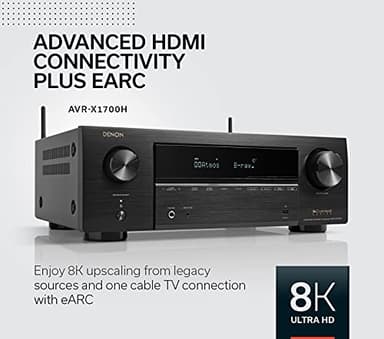 Denon AVR-X1700H 7.2ch 8K Home Theater Receiver with 3D Audio, Voice Control, and HEOS Built-in (Renewed) - Image 5