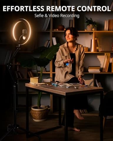 UBeesize Pro LED Ring Light Tripod with Phone Holder & Casters, Adjustable Overhead Phone/Camera Mount for iPhone, Video Recording, Live Streaming, Cooking (Mobile Stand with Light & Tripod) - Image 6