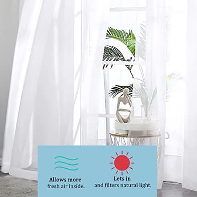 OWENIE Sheer Curtains 84 inches Long 2 Panels Set for Living Room/Bedroom, Rod Pocket Voile Sheer Panel Drapes, White, 2pcs, Each 42" W x 84" L - Image 8