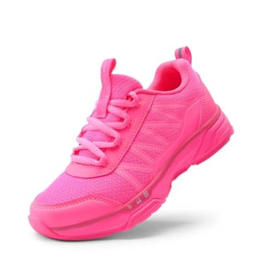 DREAM PAIRS Boys Girls Shoes Kids DuraPlay Tennis Footwear Non Slip Athletic Running Walking Lightweight Lace Up Sneakers for Little/Big Kid,Size 1 Little Kid,Hot Pink,SDRS2401K - Image 1