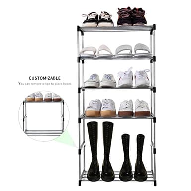 Jucaifu Stackable Small Shoe Rack, Entryway, Hallway and Closet Space Saving Storage and Organization (3-Tier, Black) - Image 4