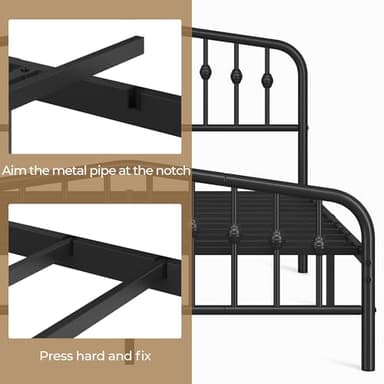 Yaheetech Metal Bed Frame Queen Size Metal Platform Bed Frame with Victorian Style Headboard/Footboard/Easy Assembly/No Box Spring Needed/Black - Image 9