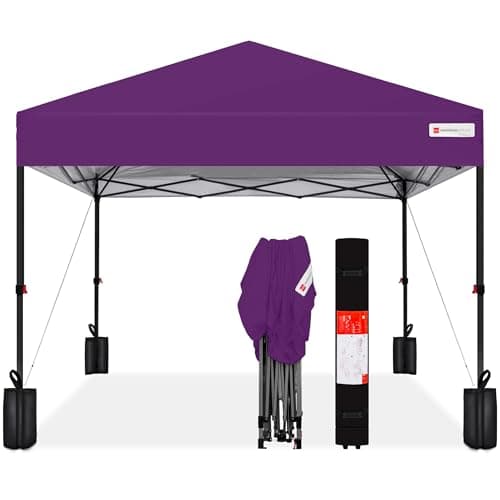 Best Choice Products 10x10ft 1-Person Setup Pop Up Canopy Tent Instant Portable Shelter w/ 1-Button Push, Case, 4 Weight Bags - Amethyst Purple - Image 1