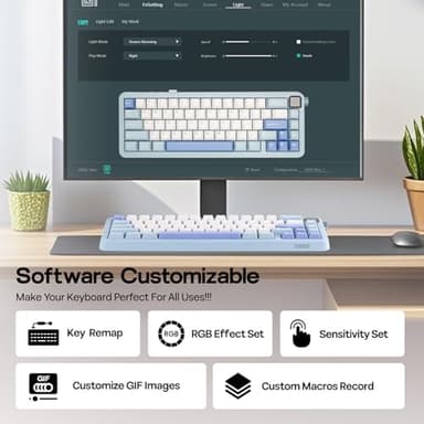 EPOMAKER HE65 MEC Wireless Mechanical Keyboard with Screen and Knob, 2ms Latency, RGB Backlight, Gasket Mount, Hot Swappable, N-Key Rollover (BlueWhite) - Image 4