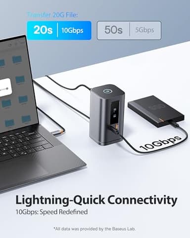 Baseus Docking Station, Spacemate(Win) 11 in 1, Triple Display, 4K HDMI and DP, 10Gbps USB A/C Ports, Gigabit Ethernet, 100W PD, Audio, Laptop Docking Station for Windows/Dell/HP/Lenovo/Asus/Acer/Mac - Image 4