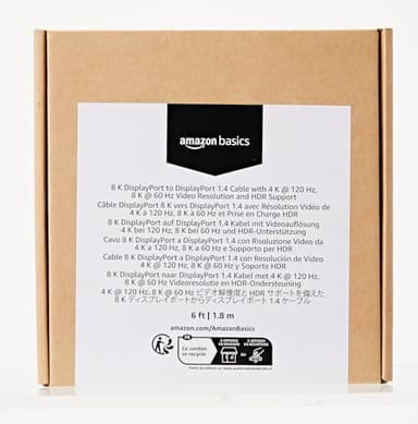 Amazon Basics DisplayPort 1.4 Cable, 32.4Gbps High-Speed, 8K@60Hz, 4K@120Hz, Dynamic HDR and 3D, Gold-Plated Plugs, 6 Foot, Black - Image 7