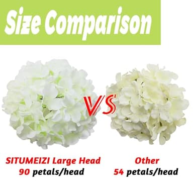 SITUMEIZI 540 Petals Silk Hydrangea Artificial Flowers Big Heads with Stems Fake Hydrangea Bouquets Faux for Home Wedding Party Spring Decor, Pack of 6(Champagne,VASE NOT Included) - Image 3