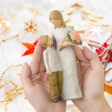 Faumsut Mother and Son Figurines Statues, Sculpted Hand-Painted Mom and Child Statues Gifts for Mother’s Day Anniversary Birthday Home Decor - Image 3