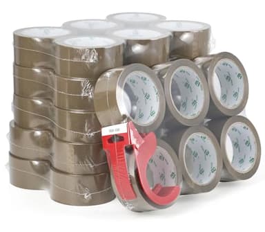 BOMEI PACK 36Rolls Brown Packing Tape with Dispenser, Brown Tape Refill Rolls for Packaging, Shipping and Moving, 2.6Mil 1.88 Inch x 60 Yard - Image 1