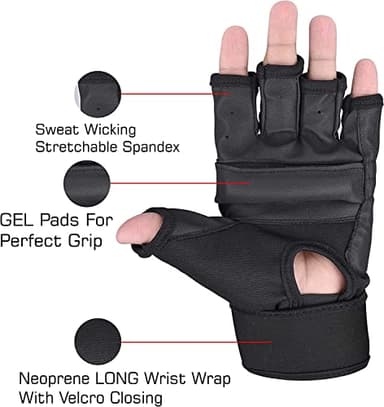 SAWANS Punch Bag Boxing Gloves Karate Mitts MMA Body Combat Taekwondo Training Martial Art Fighting Grappling Muay Thai (L, Black) - Image 3