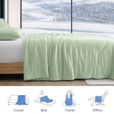 PHF Cooling Comforter Twin for Hot Sleepers, Soft Double Side Cooling Blanket for Night Sweats Absorbs Body Heat, Q-Max>0.5 Arc-Chill Cool Lightweight Summer Cold Comforter, 60"x80", Green - Image 6