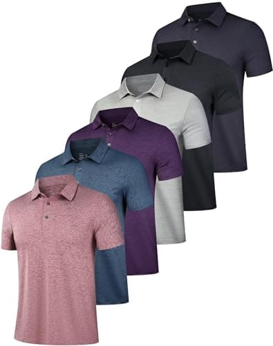 OYGSieg 6 Pack Mens Polo Shirts Performance Short Sleeve Golf Shirt Moisture Wicking Athletic Casual Collared T-Shirt SetA 2XL - Image 1