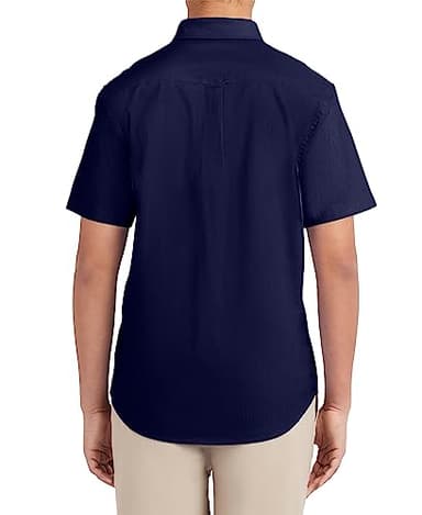 Nautica Young Men's School Uniform Short Sleeve Performance Oxford Button-Down Shirt, Navy, 38-39 - Image 2