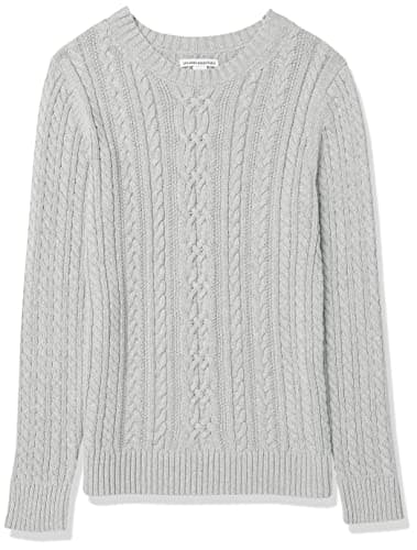 Amazon Essentials Women's Soft Fisherman Cable Long-Sleeve Crewneck Sweater (Available in Plus Size), Light Grey Heather, X-Small - Image 10