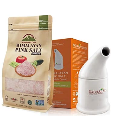 WBM LLC Natural Himalayan Pink Salt With Ceramic Salt Inhaler, 1.7 Lb - Image 1