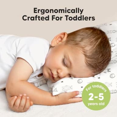 KeaBabies Toddler Pillow with Pillowcase, Jumbo 14X20 - Soft Organic Cotton Toddler Pillows for Sleeping - Machine Washable - Perfect for Travel, Toddler Bed Set (KeaFriends) - Image 2