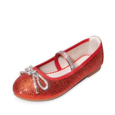 DREAM PAIRS Girls Dress Shoes Slip-on Flower Girl Ballet Flats for Party, Wedding, Performance, Prom, Graduation,Size 3 Little Kid,Red/Glitter,SDFL2409K - Image 1