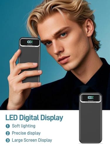 Portable Charger Power Bank with Built in Cables and AC Wall Plug,PD20W&SCP22.5W USB-C Super Fast Charging,20000mAh Travel Phone Charging,LED Display Battery Pack Compatible All iPhone Samsung etc - Image 7