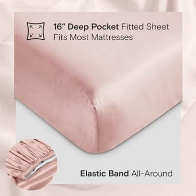 DOZ Sheet Set, 100% Viscose derived from Bamboo, Organically Grown, Buttery Soft, Cooling Sheets, High GSM, Deep Pockets - 3 Piece - 2 Pillowcases 1 Fitted Sheet (Blush, Queen) - Image 4