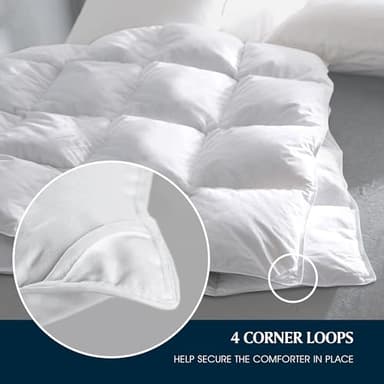 Serta Goose Feather Down Fiber Cotton Comforter Queen Size - 100% Cotton Duvet Insert - Hotel Luxury Hypoallergenic Bedding Comforter Light Warmth 90 x 90 Inch White - Image 4