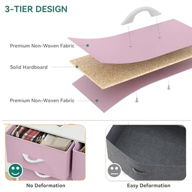 YITAHOME Fabric Dresser for Bedroom, Tall Storage with 8 Drawers, Black Dresser & Chest of Drawers, Storage Drawer Organizer for Closet (Rose Pink) - Image 6