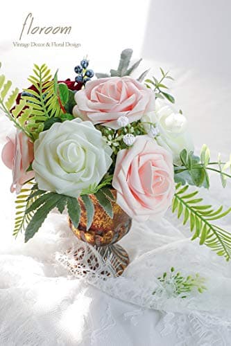Floroom Artificial Flowers 25pcs Real Looking Blush Foam Fake Roses with Stems for DIY Wedding Bouquets Bridal Shower Centerpieces Party Decorations - Image 3