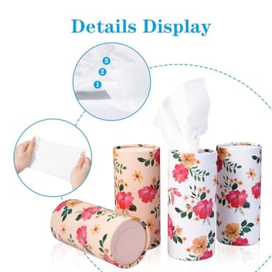 Qofaoye Car Tissues Holder 4 Pack with Facial Tissues Travel Tissue Tubes Box Container Fit for Car Cup Holder Car Tissues Cylinder Third Generation - Image 6