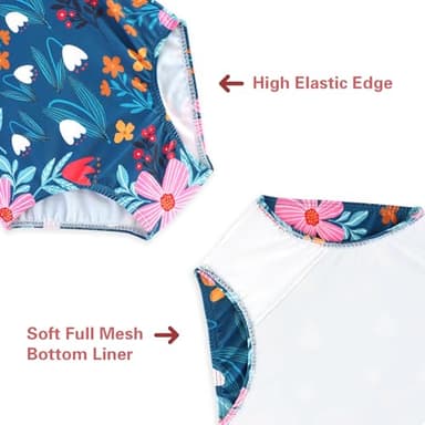 Girls Bathing Suits Green Floral One Piece UPF 50+ Sun Protection Swimwear Summer Quick Dry Beach Swim Suit for Kids Girl 5t 4t Swimsuit - Image 4