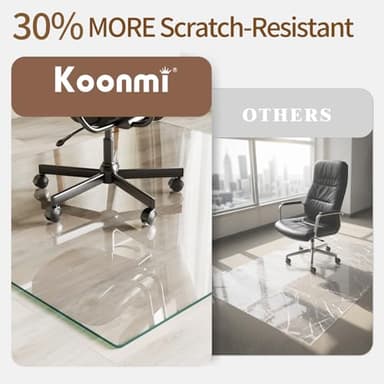 Koonmi Tempered Glass Chair Mat 50"x65" - Premium Office Chair Mat for Hardwood Floors & Low-Pile Carpet with 4 Non-Slip Pads - Thick Scratch-Resistant Surface - Image 3