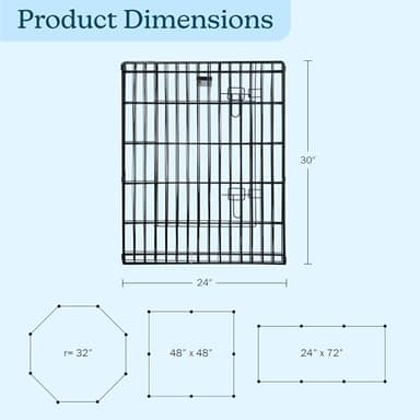 Dog Playpen - Foldable Metal Exercise Puppy Play Pen with 8 24x30in Panels - Indoor/Outdoor Pen with Door for Dogs, Cats or Small Animals by PETMAKER - Image 6