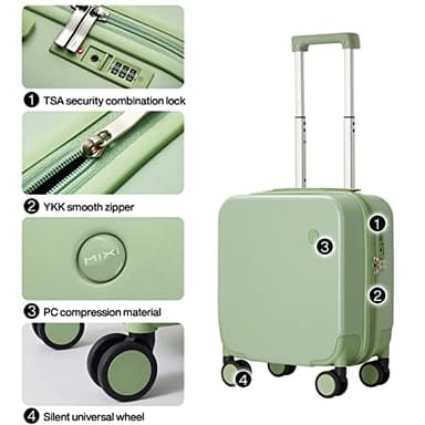 mixi 14 Inch Underseat Luggage Carry on Suitcase Free Boarding Personal Item Suitcases with Spinner Wheels Hardshell Lightweight PC for Short Travel, Avocado Green - Image 5