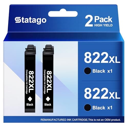 Statago 822XL Ink Cartridges Remanufactured Replacement for Epson 822 822XL T822 Ink Cartridge, 822xl Black Combo Pack for Workforce Pro WF-3820 WF-4833 WF-4830 WF-4820 Printer (2 Black) - Image 1