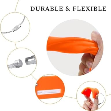 8 Pack Silicone Luggage Tag for Suitcases with Stainless Loop, TSA Approved, Privacy Protection Travel Essentials Bag Tags by Gostwo, Mixed Color - Image 9