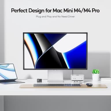 PULWTOP Mac mini M4 Dock with 4TB M.2 SSD Enclosure (SSD NOT Included), Mac mini M4/ M4 Pro Hub Stand with HDMI 4K@60Hz, 2024 MacMini USB C Hub Accessories, 3 USB A 2.0, SD/TF, 3.5mm Audio - Image 2
