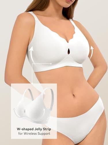 LUCKMEEY Bras for Women No Underwire Wave Push Up Wireless Bra Seamless Bra Full Coverage Bralettes Lift Everyday Bras White - Image 4