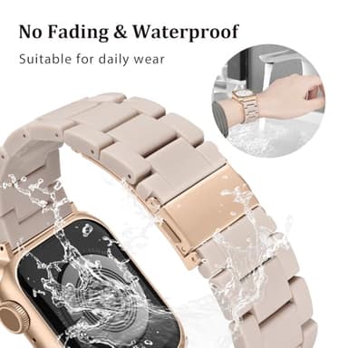 V-MORO Lightweight Bands Compatible with Apple Watch Series 11/10/9/8/7 38/40/41/42mm Fashion Cute Bracelet Band Rose Gold Stainless Steel Buckle Watch Strap for iwatch Series SE/6/5/4/3/2/1(Milky Tea) - Image 4