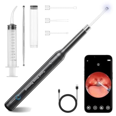 Tonsil Stone Removal Kit with Camera- 2025 Upgraded Tonsil Stone Remover Tool Connect with WIFI - Visual Led Light Tonsillolith Removal Tool with 4 Head Attachments (Black) - Image 1