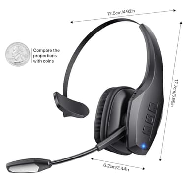 Trucker Bluetooth Headset, Wireless Headset with Mic, Bluetooth Headsets with Dual Noise Cancelling Microphone & Mute Button, 55Hrs Working Time PC Headsets for Cell Phones, Computer, Truck Driver - Image 9
